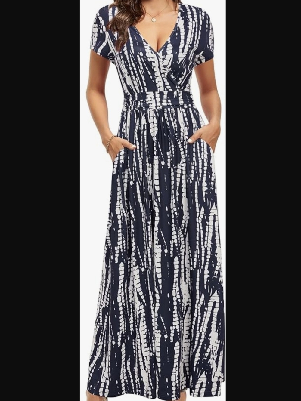 Striped Navy & White Tie-Waist Maxi Dress